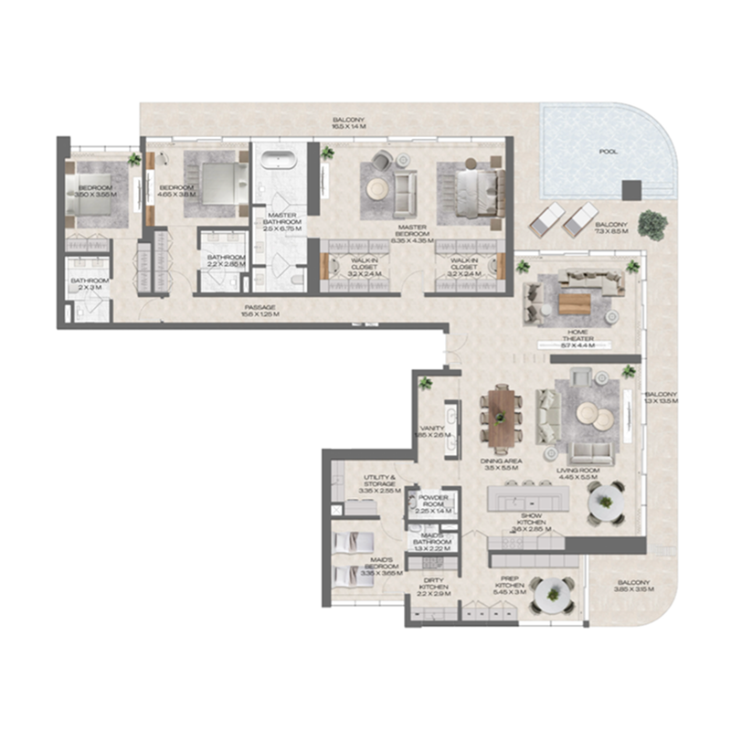 3 bedroom Penthouse -  DWTN Residences