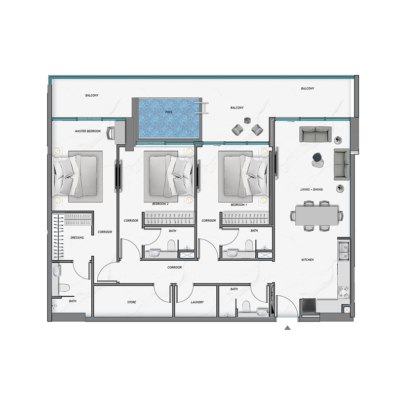 3 bedroom Apartments -  Ocean Crest