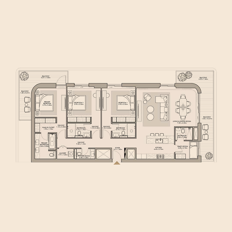 3 bedroom Apartments -  Nourelle