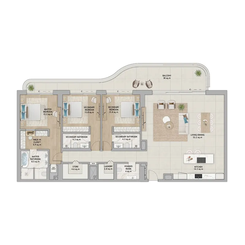 3.0 bedrooms apartments -  Fahid Beach Terraces