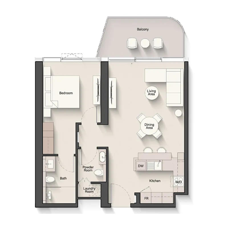 1.0 bedroom apartments -  Portside Square