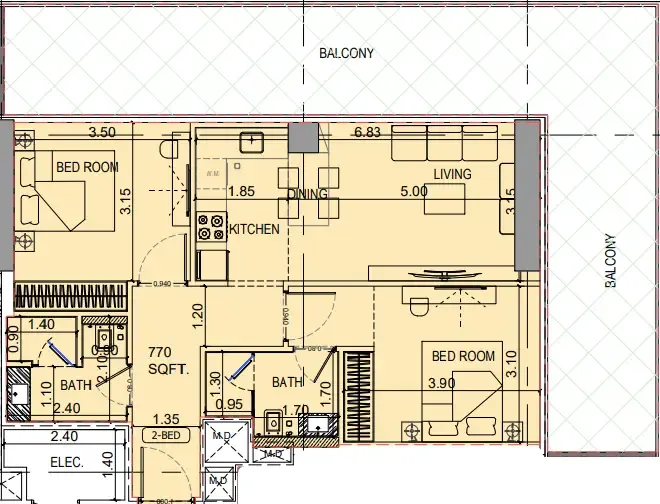 2.0 bedrooms apartments -  Binghatti Vintage