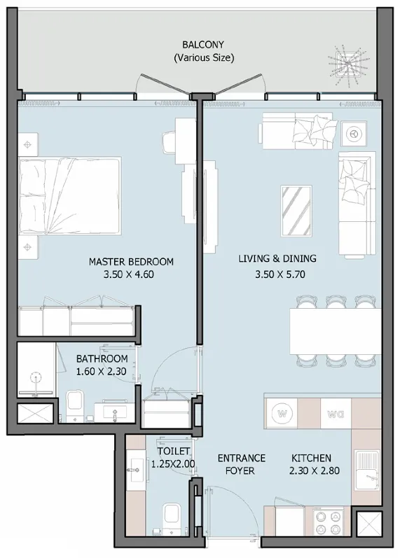 1.0 bedroom apartments -  Verdana VIII