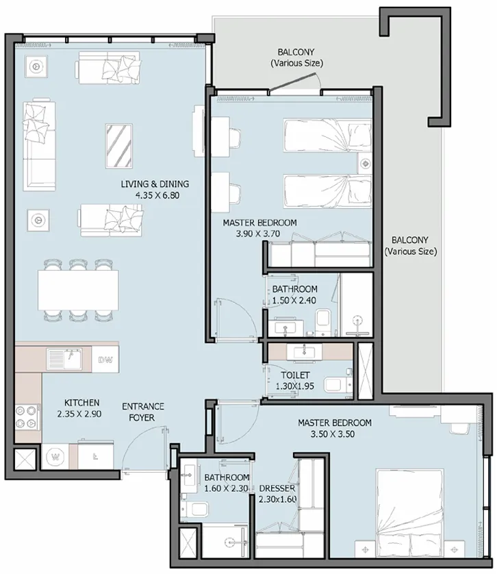 2.0 bedrooms apartments -  Verdana VIII