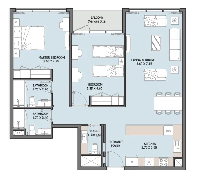 2.0 bedrooms apartments -  Verdana X