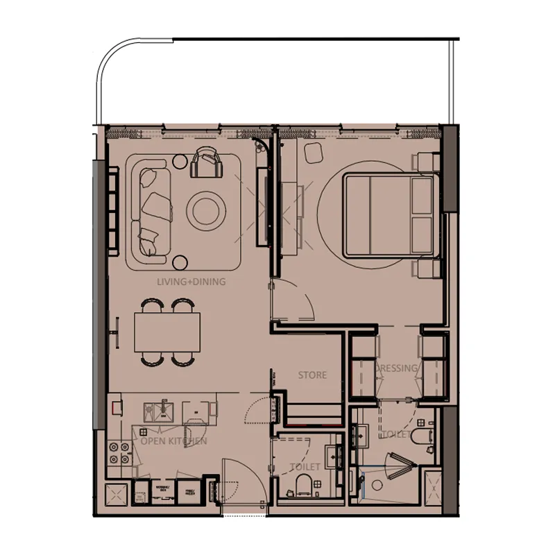 1.0 bedroom apartments -  Sunset Bay Grand